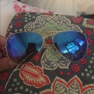 Flash blue lens silver ray-bans